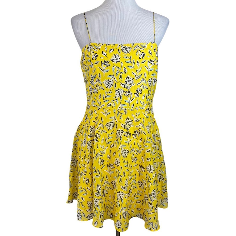 🌼NWT🌼 Alice + Olivia Yellow Glinda Empire-Line Spaghetti Strap Mini Dress Sz10